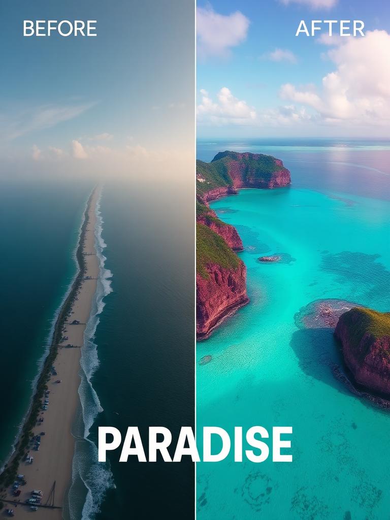 Paradise before and after edit